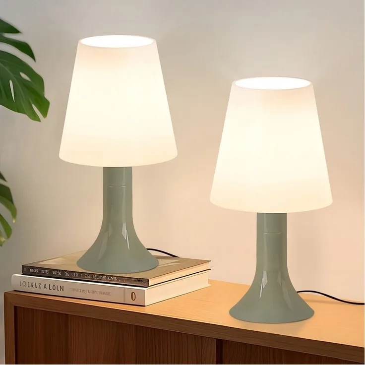 Nettlife Nachttischlampe 2er Set Tischlampe schlafzimmer mit Kabel Kleine E14 Moderne, LED wechselbar, Landhausstil Tischlampen für Esstisch Schlafzimmer Wohnzimmer
