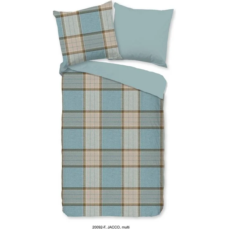 good morning Wendebettwäsche Jaccos, Biber, Flanell, 2 teilig, Biber, 135x200, Winter, Warm, Reißverschluss, Wendeoptik, Karo