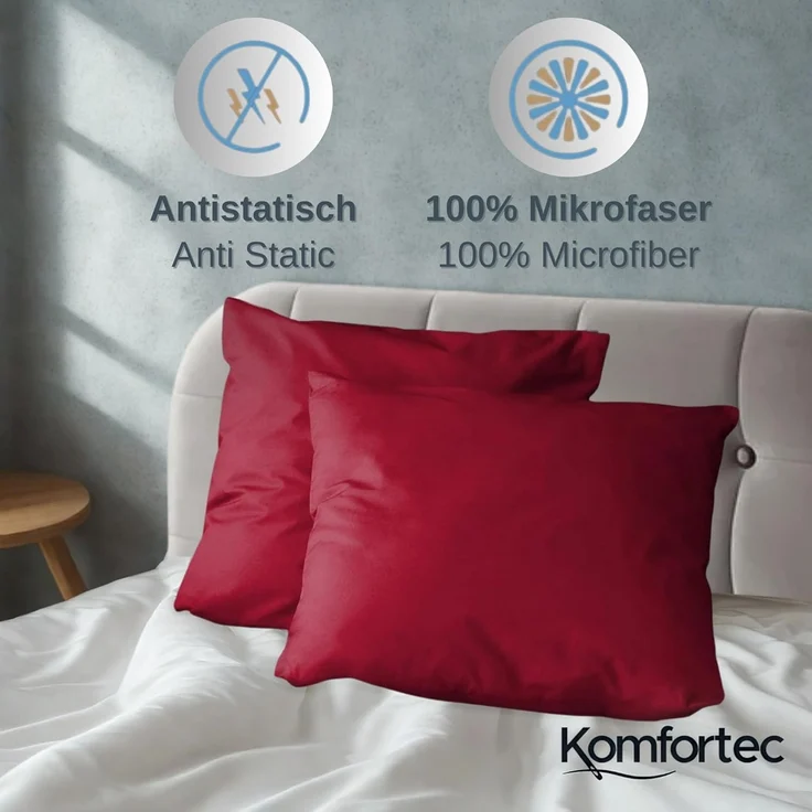 Komfortec Bettwäsche Premium, 135 x 200 bis 220 x 240 cm, 6 verschiedene Größen zur Auswahl, gebürstet 100% Mikrofaser, 3 teilig, Superweiches Bettwäsche-Set, Knitterfrei, Atmungsaktiv – Bild 3