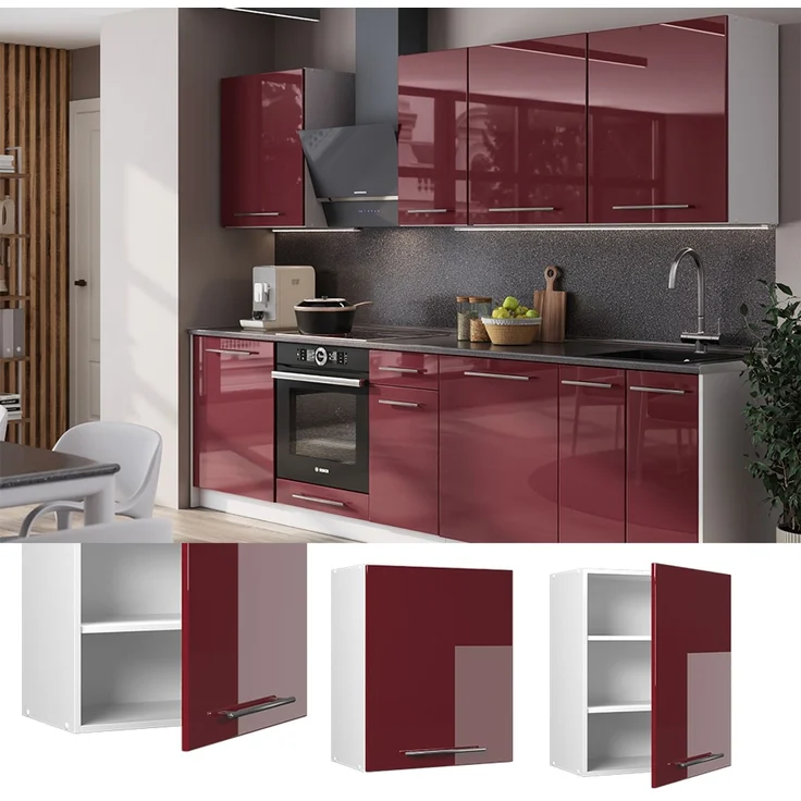 Hängeschrank Fame-Line Bordeaux Hochglanz 60 cm Vicco – Bild 3