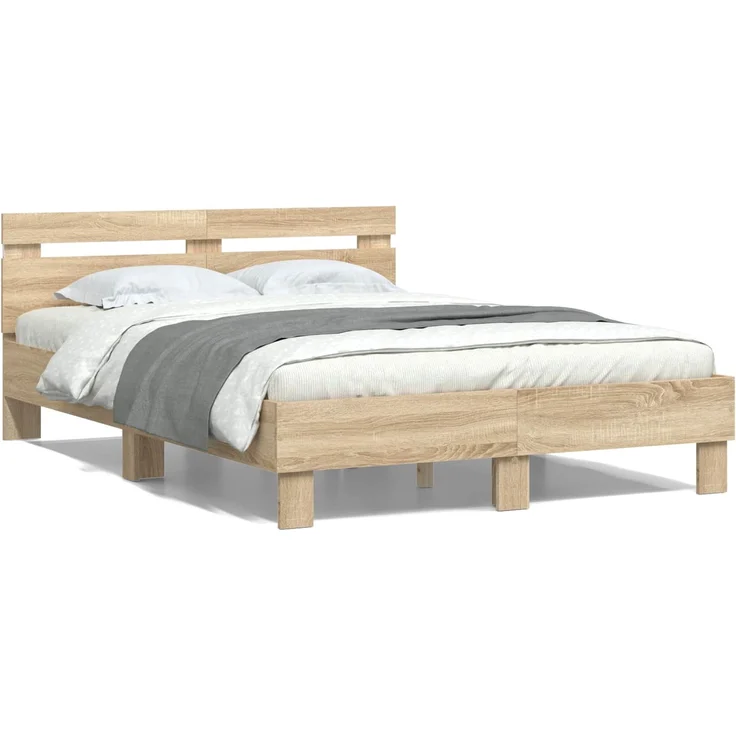 vidaXL Bettrahmen mit LED Sonoma 137 x 190 cm Holzwerkstoff 3402848 – Bild 6