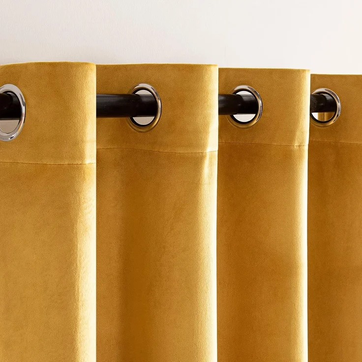 Woaboy Verdunkelungsvorhang Senfgelb Thermisch mit Ösen 2er Set 140x280 cm – Bild 4