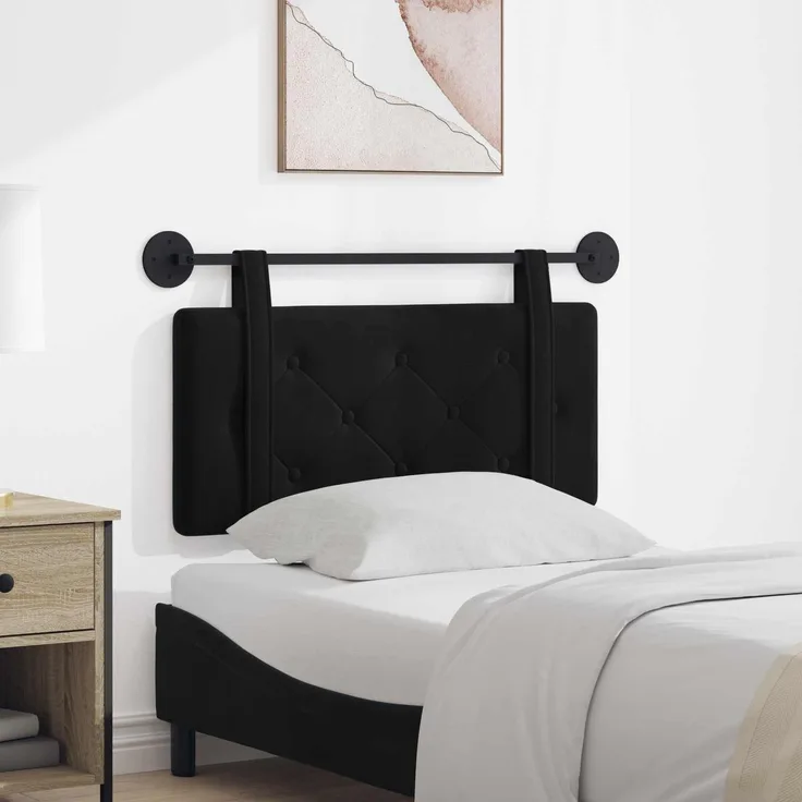 vidaXL Hängendes Kopfteil Schwarz Samt 5 x 90 x 55 cm