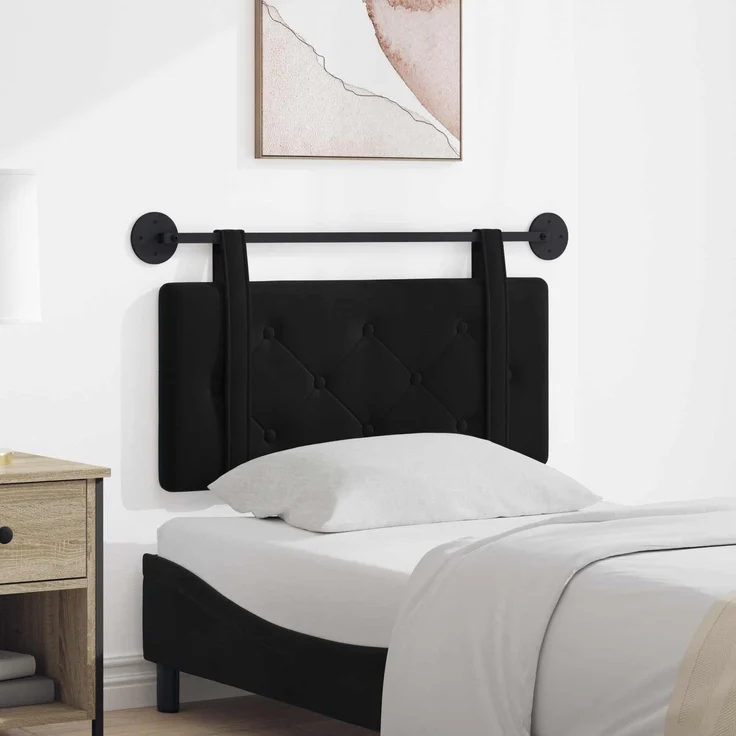 vidaXL Hängendes Kopfteil Schwarz Samt 5 x 90 x 55 cm – Bild 1