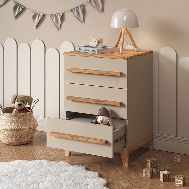 Kommode Malia Cashmere 60 x 88 cm mit 3 Schubladen Vitalispa – Bild 4