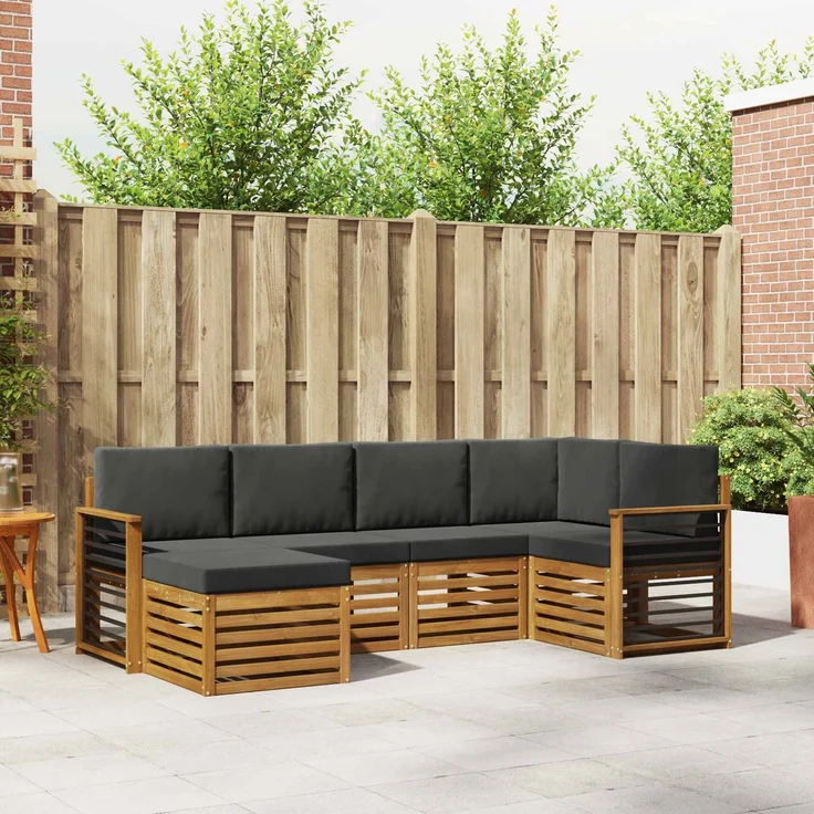 vidaXL Outdoor-Sofagarnitur 6 stk. 5-Sitzer Natur und Anthrazit 3375102 – Bild 1