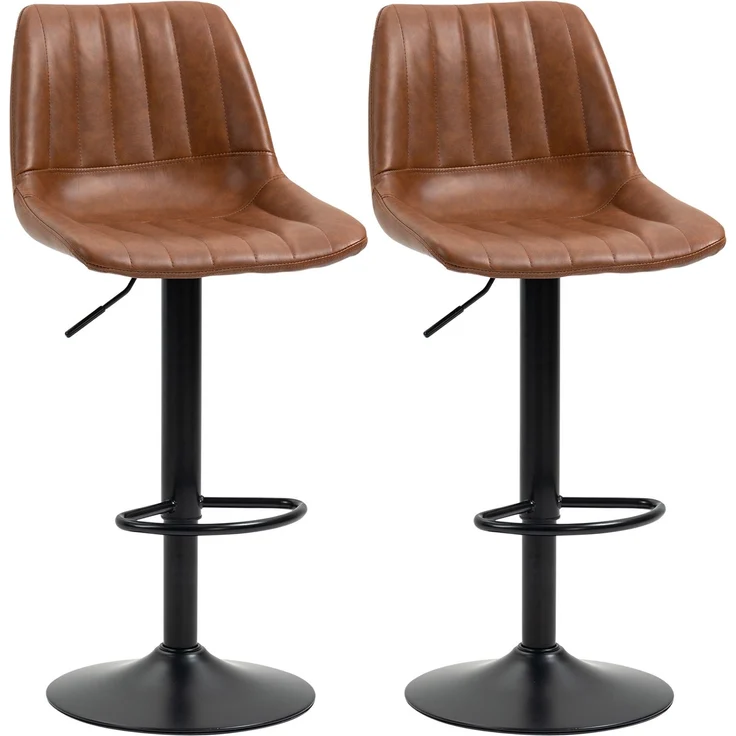 Barhocker 2er-Set im Retrodesign, mit Fußstütze, höhenverstellbar, 43 cm x 49,5 cm x 111 cm--Braun--111x49.5x43cm--YOUDENOVA – Bild 2
