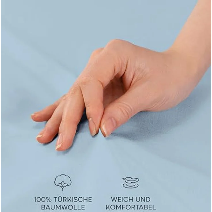 Twinzen® Kissenbezug 50x50 (2er-Set) - 100% Jersey Baumwolle 150 GSM Kissenbezüge - Blau - Für Kissenbezüge 50x50 cm - Kissenhülle - Kissenbezug mit Reißverschluss - Oeko-Tex Zertifiziert – Bild 4