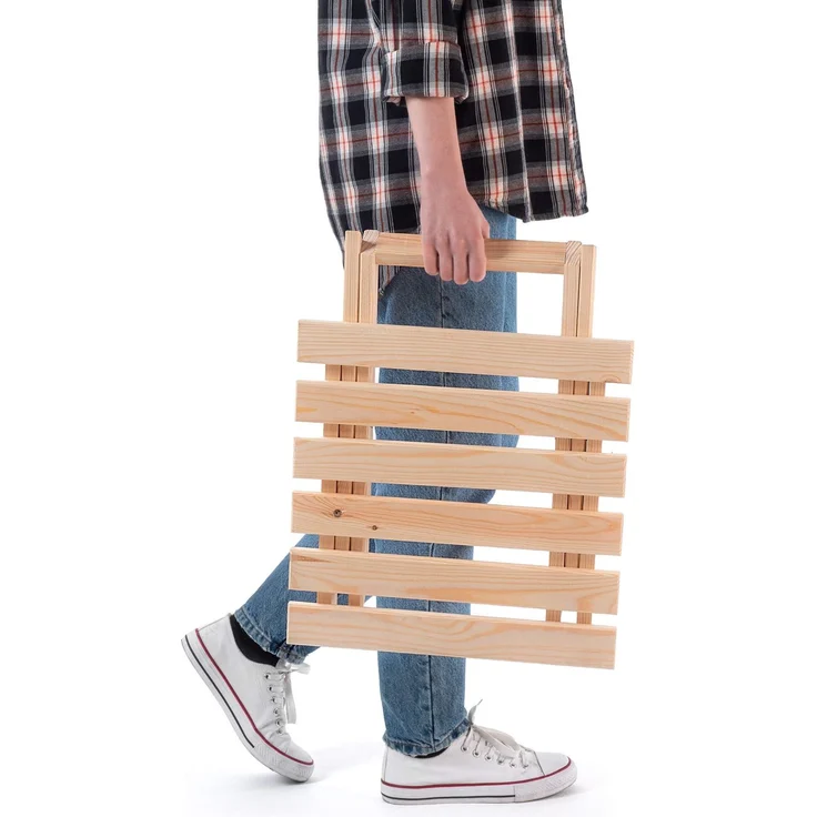 KADAX-Set aus natürlichem Couchtisch für Liegestühle + 2 roten Holzliegestühlen – Bild 9