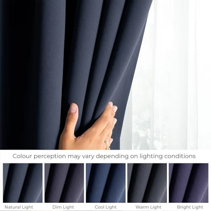 RESTILO Blackout Vorhang 140x245 cm Indigo 1 St. Ösenschal Verdunkelungsvorhang Blickdicht Fensterdekoration Dekoschal Dekorvorhang Blackout – Bild 7