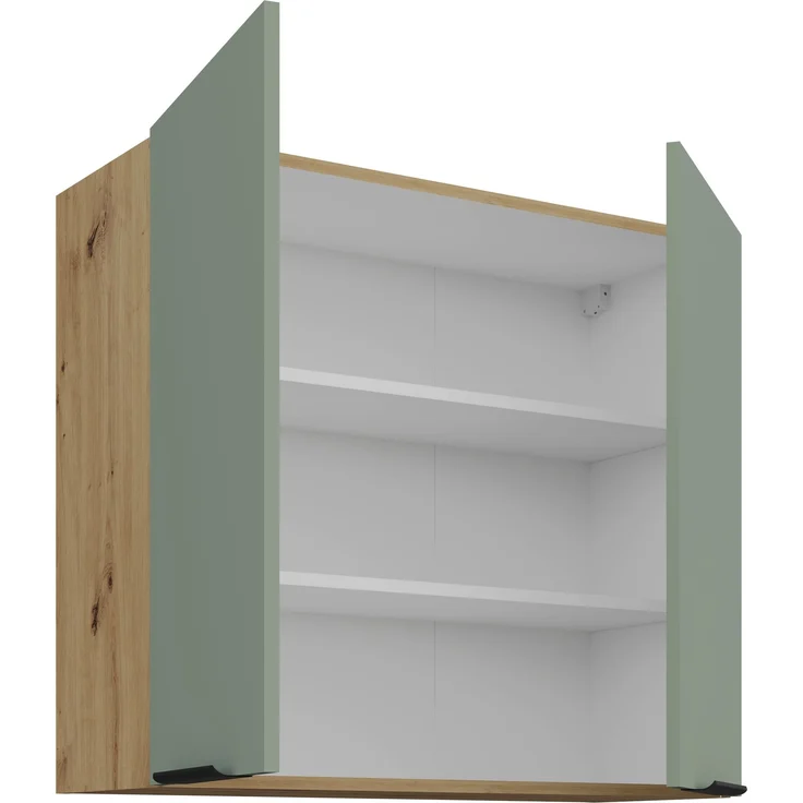 Küchen Hängeschrank 80 cm ARIA Aquamarin ultra matt + Eiche Artisan matt, hochwertige Fronten mit Anti Fingerprint Beschichtung Küchenzeile Küchenblock – Bild 3