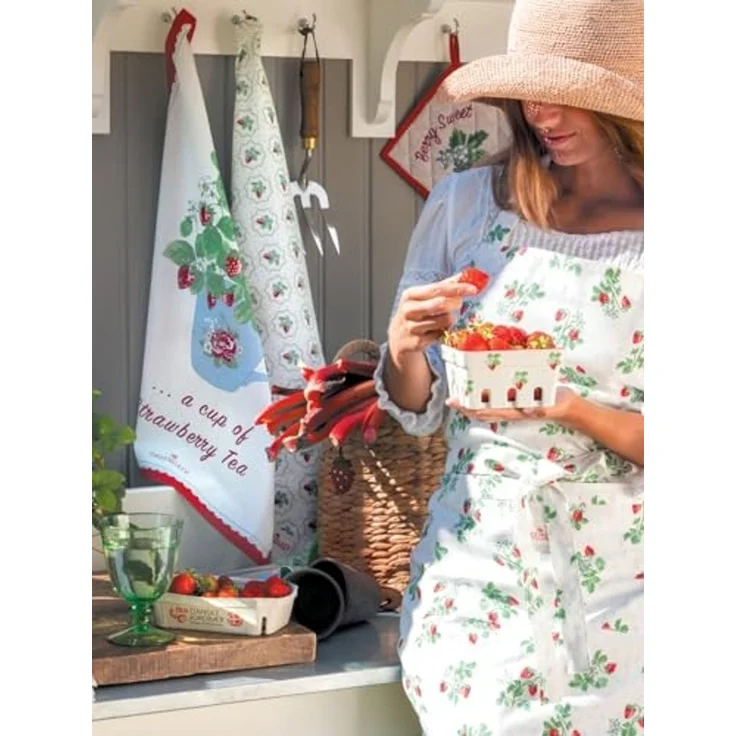 Greengate Geschirrtuch 50x70 cm mit Druck Berry white 100 % Baumwolle – Bild 4