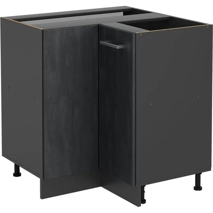 Vicco Eckunterschrank R-Line, Schwarz Beton/Anthrazit, 75.6 cm ohne Arbeitsplatte