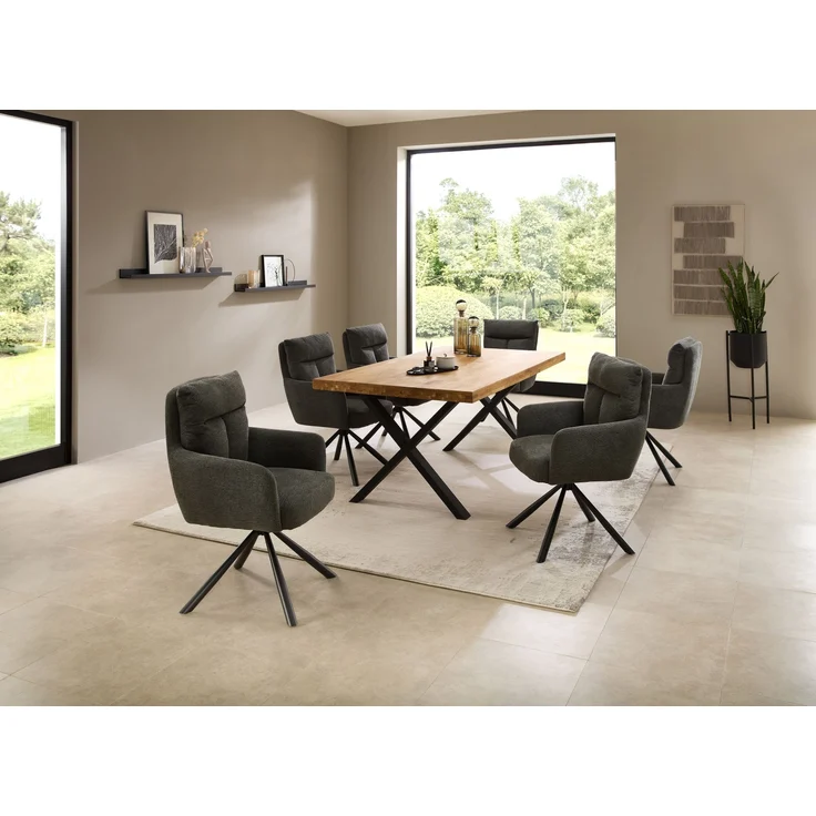 Esstisch >Chris X< in Eiche, schwarz, Massivholz, Metall - 180x76x100cm (BxHxT) – Bild 9