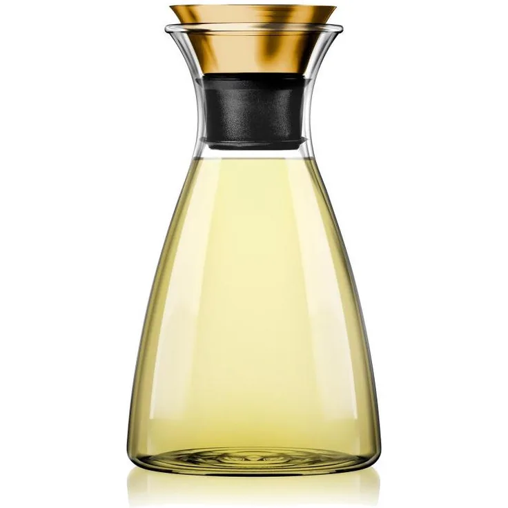 Eva Solo Tropffreie Karaffe, Borosilikatglas, PVD-beschichteter Edelstahl, Silikon, Brass, 1 L, 568060