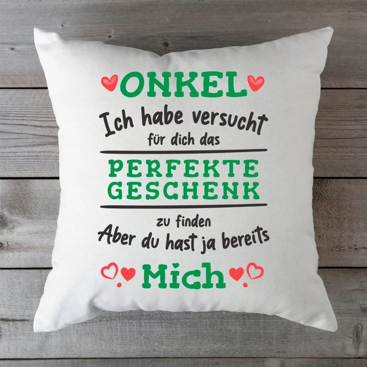 GRAVURZEILE Zierkissen mit Spruch - Das Perfekte Geschenk - Für Familie & Freunde -, starke Farben ohne verblassen - Onkel - ohne Füllung – Bild 4