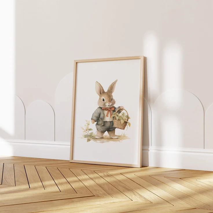 Kinderzimmer Poster Tiere Wald Wasserfarben · Wanddekoration Kinderzimmer Geschenkidee · Wand Deko · Kunst Druck · Deko Print · ohne Rahmen - 40 x 50 cm / Hase