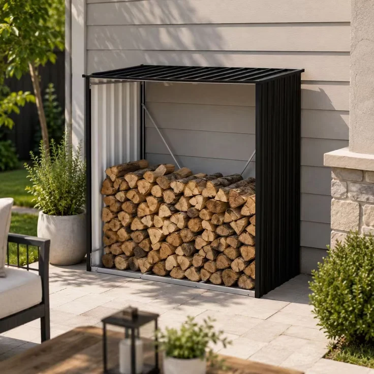 Schweng Kaminholzunterstand, Wetterfest & Robust, Anthrazit, 151 × 90 × 160 cm – Bild 2
