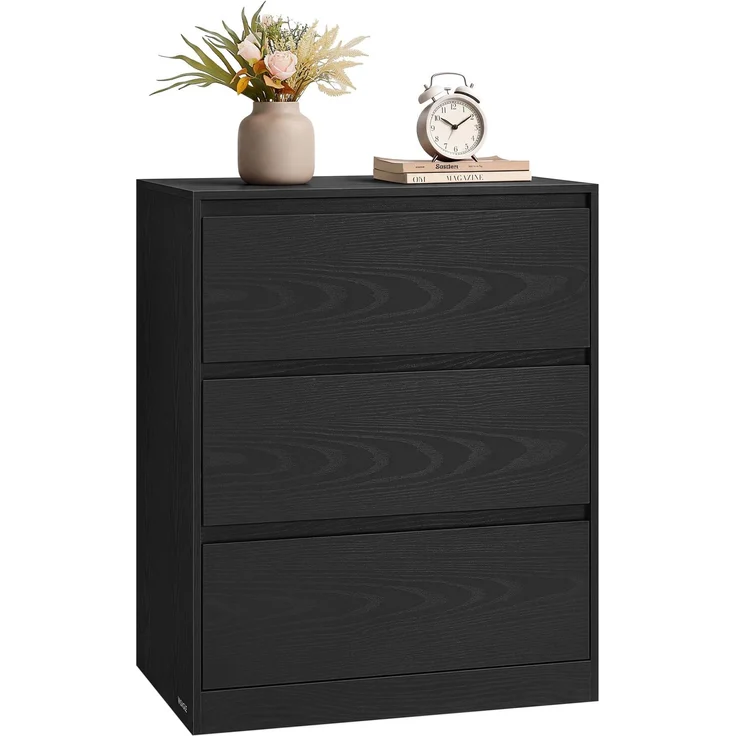 VASAGLE Kommode mit 3 Schubladen, LTS613BE01 | Kommodenschrank, Schubladenschrank, Wäschekommode, Modern, Ebenholzschwarz, KAILYN Kollektion LTS613BE01