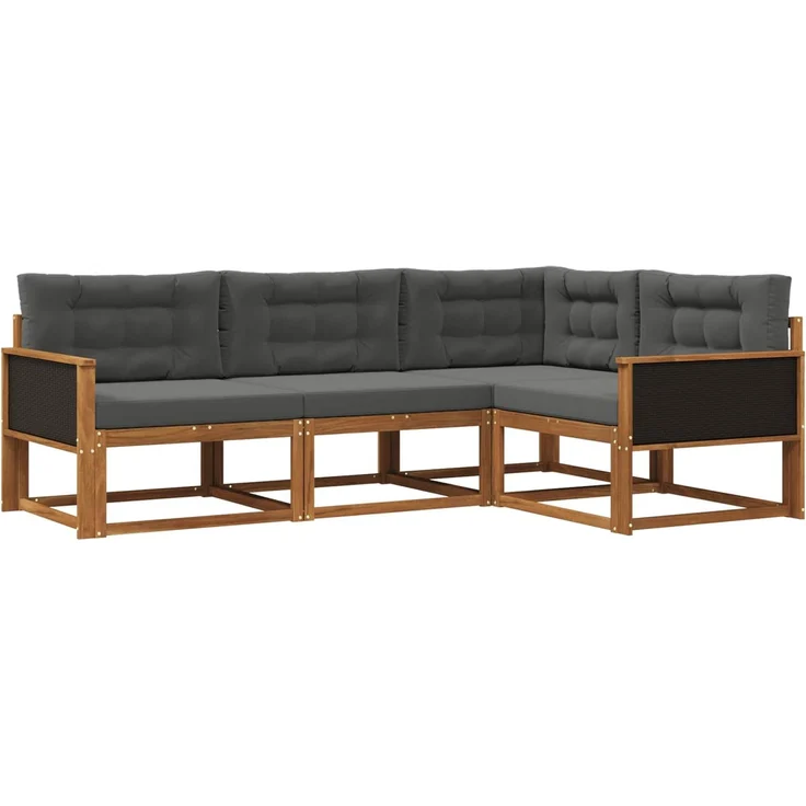 vidaXL Outdoor-Sofagarnitur 4 stk. 4-Sitzer Natur und Anthrazit 3382515 – Bild 2