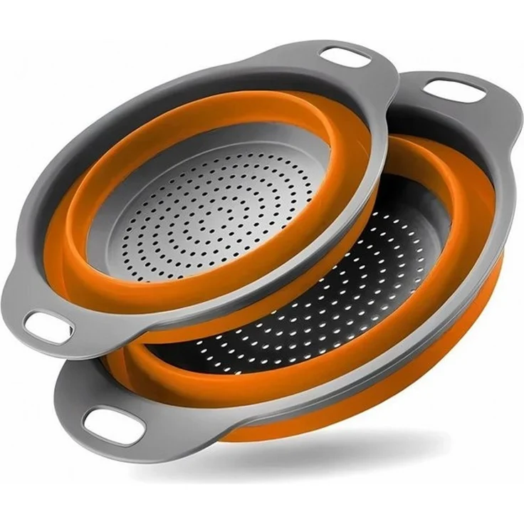 König Design Seiher 2er Set Faltbares Küchensieb Nudelsieb, Silikon / Kunststoff, (Set, 2-St, 2 Größen), Seiher Sieb, Küche Silikon Klappbar Abtropfsieb Nudelsieb – Bild 4