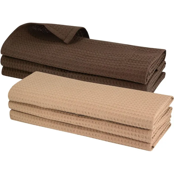 Engelland Geschirrtuch Poliertuch, (Vorteils-Set, 6-tlg, Waffel-Pique), 100 % Baumwolle, integrierte Aufhängeschlaufe, 70 x 50 cm