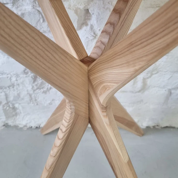 Ragaba kleiner halbrunder Esstisch, MDF & Massives Eschenholz, 100x50 cm, Weiß – Bild 6
