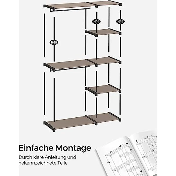 Songmics Kleiderständer, Kleiderschrank offen,2 Hängefächer – Bild 8