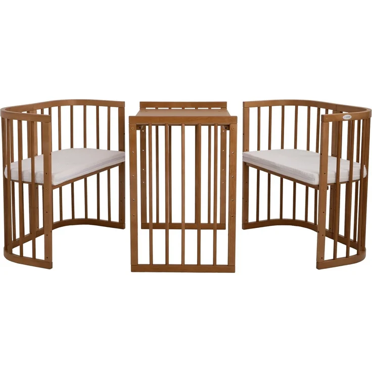 Waldin Babybett aus Holz 7in1 mit Matratze, Mitwachsendes Kinder-Bett, Belüftet, Boden 5-Fach Verstellbar, All-Inclusive-Set, Holz Vintage – Bild 2