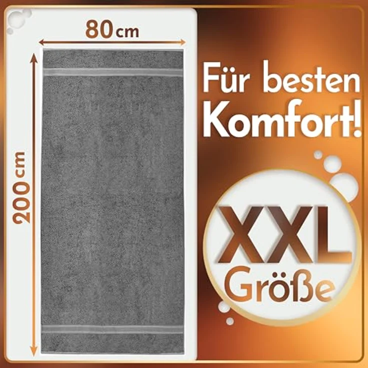 NatureMark 2er Pack SAUNATÜCHER Premium Qualität 80x200 cm SAUNATUCH Sauna-Handtuch 100% Baumwolle Farbe: Anthrazit Grau – Bild 4