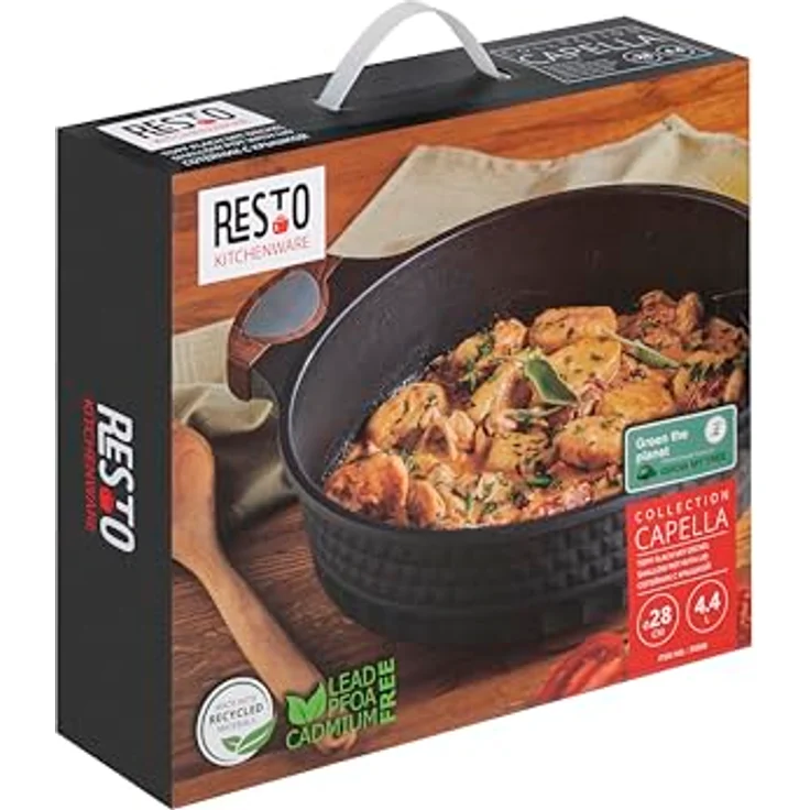 RESTO Kitchenware Kochtopf Capella, Schmortopf antihaftbeschichtet und spülmaschinenfest, Aluminiumguss (2-tlg), mit Glasdeckel und stoßdämpfendem Silikonrand, im Geschenkkarton – Bild 6