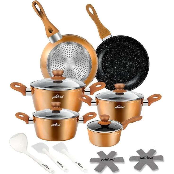 HOMELUX Topf-Set Induktions Töpfe Set Classic Antihaftbeschichtung Kochtopfset, Aluminium (Kochgeschirr-Set, 15-tlg, 3x Kochtopf, 2x Bratpfanne,1x Saucentopf,4x Glasdeckel,5x Zubehör), Induktionsgeeignet – Bild 5