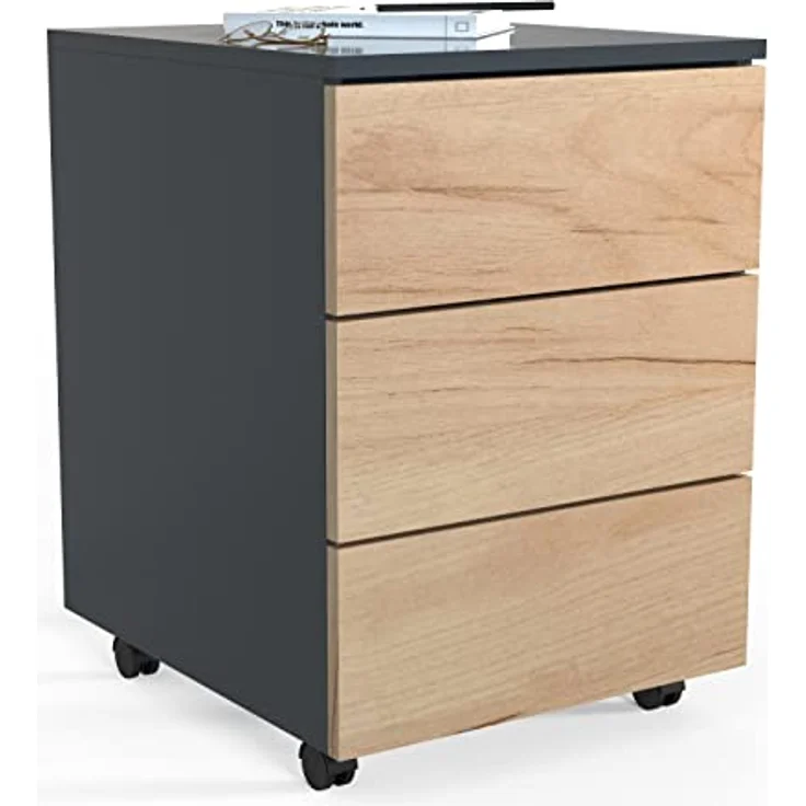 MID.YOU Rollcontainer, Weiß, Holzwerkstoff, 3 Schubladen, erweiterbar, griffloses Öffnen, 39x55x45 cm – Bild 6