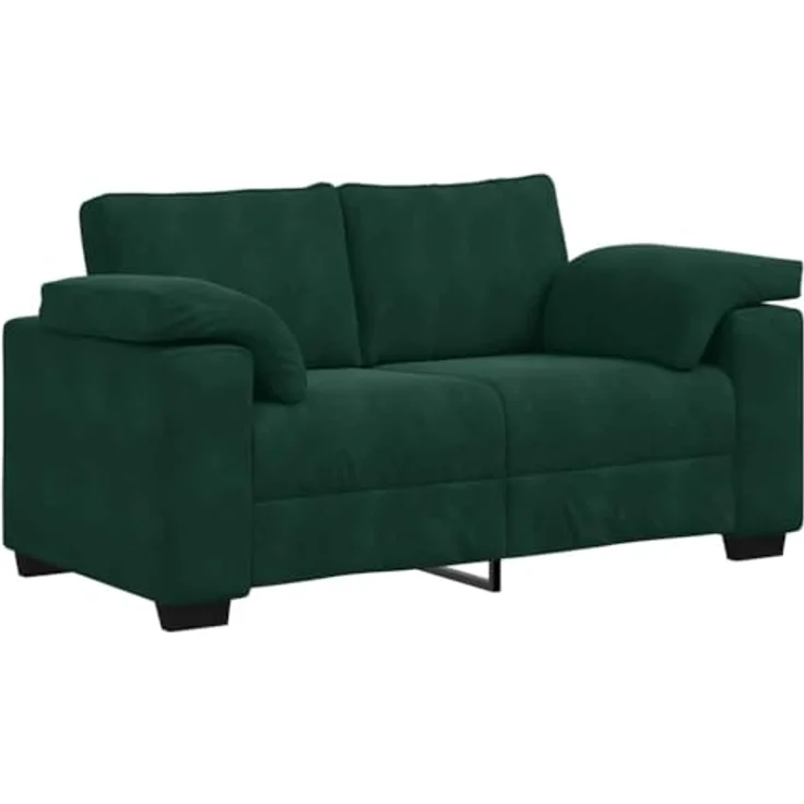vidaXL Zweisitzer-Sofa Dunkelgrün 160x77x82 cm Samt 4105259 – Bild 1