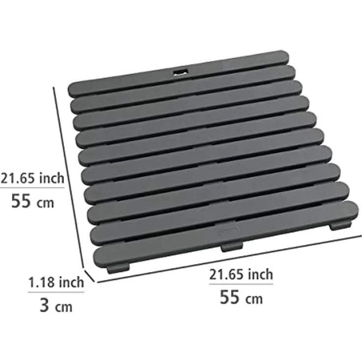 Wenko Duschmatte 'Indoor & Outdoor', rutschhemmende Kunststoffmatte in Grau, 55 x 55 cm – Bild 4