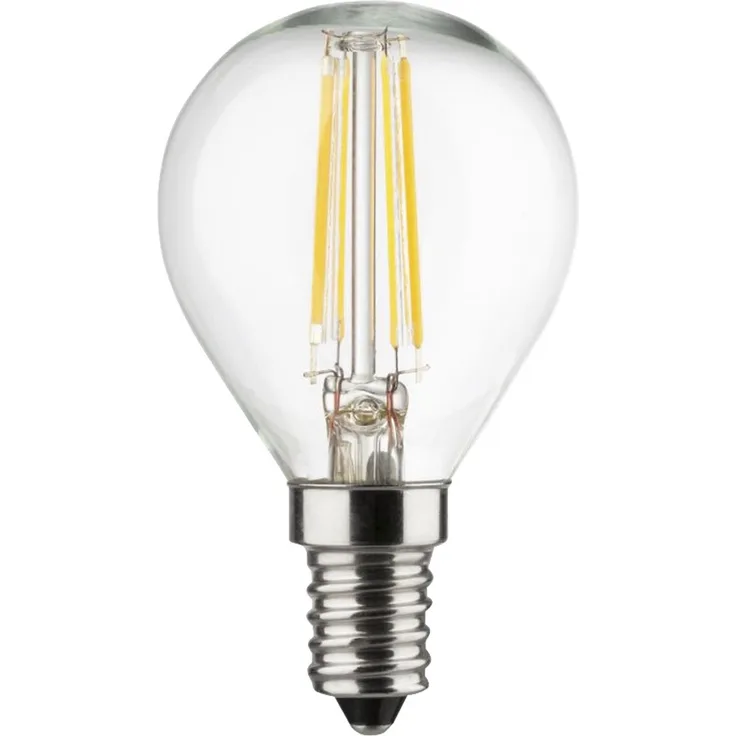MÜLLER-LICHT 3er-Set Retro-LED Tropfenform Ersetzt 40 W, Glas, E14, 4 W, Silber, 4.5 x 4.5 x 8 cm, 3 Einheiten, Klar