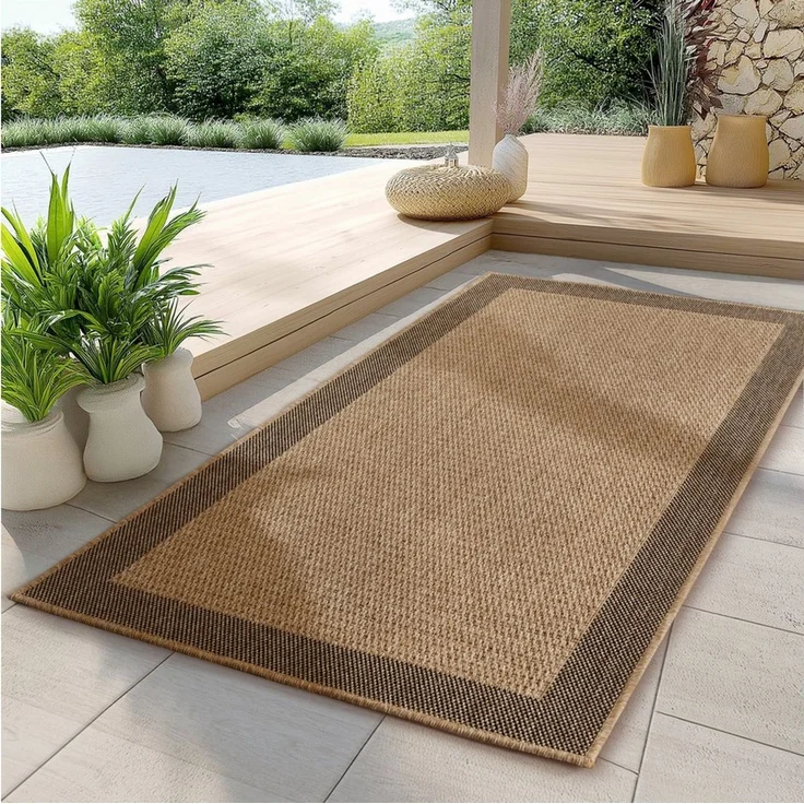 Carpettex Outdoorteppich Boho Design, Rechteckig, Höhe: 5 mm, Outdoor Teppich Wetterfest Modern Design Wohnzimmer Küchen Terrasse – Bild 1