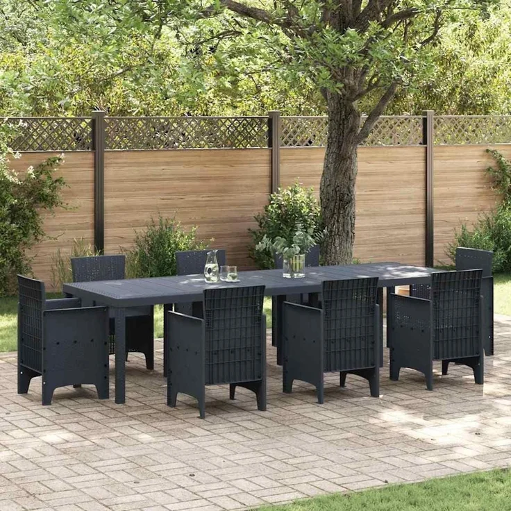 vidaXL Gartentisch Anthrazit 300 x 100 x 73 cm Poly-Rattan 3378520 – Bild 2
