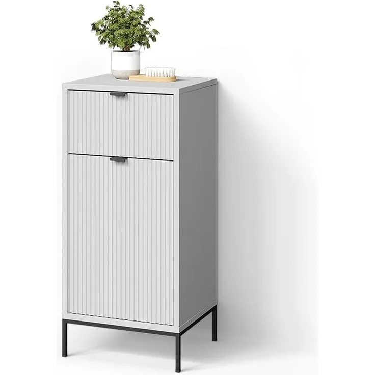 Livinity® Midischrank ATERNO, Weiß, 40 x 87 cm mit Tür und Schublade