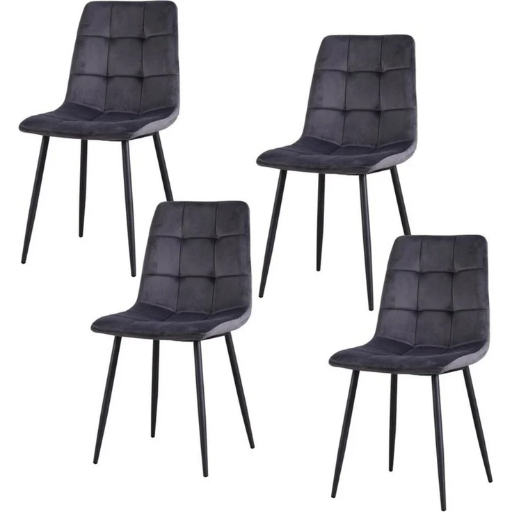 HTI-Living Esszimmerstuhl Stuhl Mesa Velvet Grau (Set, 4 St), Esszimmerstuhl Samt – Bild 1