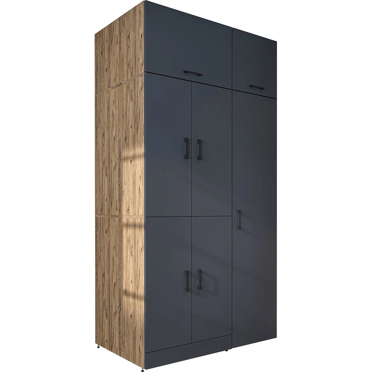 Roomart Waschmaschinenschrank - DORA-I- 115 cm breit - Wasch- & Trocknerschrank mit Türen & Ausziehbrett, Waschmaschinen-Überbau für Waschküche & Hauswirtschaftsraum • Anthrazit-Eiche – Bild 8