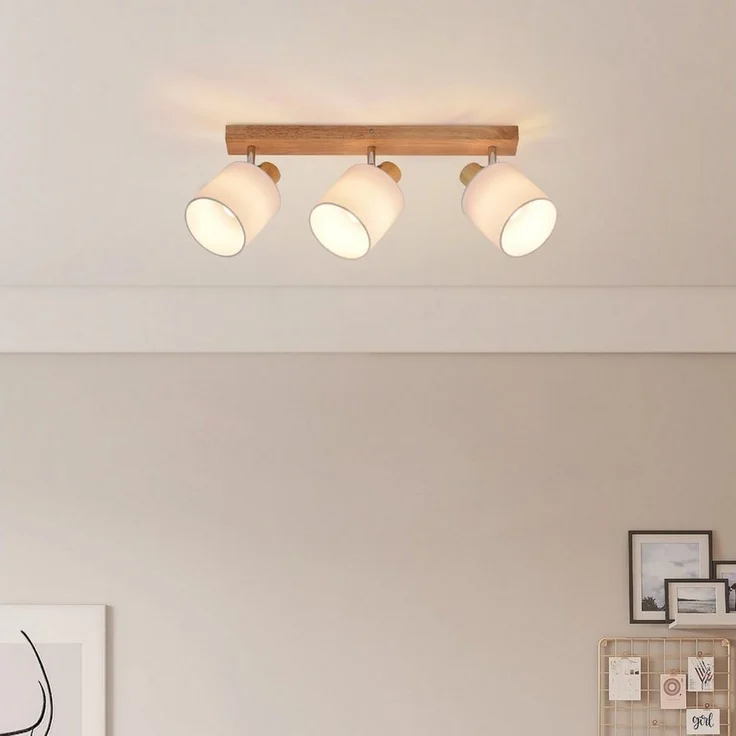 Nettlife Deckenstrahler 1/2/3/4 Flammig Vintage Holz Schwarz E14 Schwenkbar Deckenleuchte, Schwenkbar 350°, LED wechselbar, Wohnzimmer Schlafzimmer Küche Flur – Bild 1