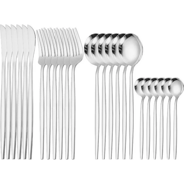 Premium Besteck-Set Silber 6 Personen 24-tlg Edelstahl Essbesteck CF-22126 – Bild 2