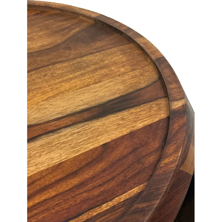 FineBuy Couchtisch Sheesham Massivholz rund 60cm · Wohnzimmertisch mit Ablagefach · Handgefertigter Sofatisch aus Echtholz im natürlichen Landhaus Design – Bild 4