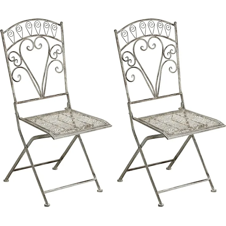 Gartenstuhl 2er Set NURRA klappbar Metall Grau