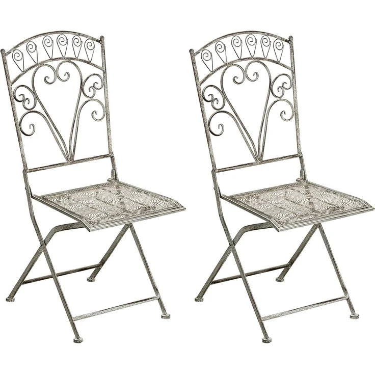 Gartenstuhl 2er Set NURRA klappbar Metall Grau – Bild 1