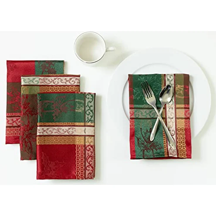 Benson Mills Urlaub Legacy Garn Gefärbt Tischdecke 18" X 18" Napkins Set of 4 Mehrfarbig – Bild 2