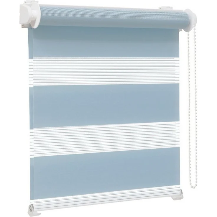 Doppelrollo Zevra Doppelrollo / Duo Rollo, 35 x 160 cm, hellblau, Victoria M, halbtransparent, ohne Bohren, freihängend, verschraubt, Feuchtraumgeeignet, Sichtschutz oder Durchsicht – Bild 2
