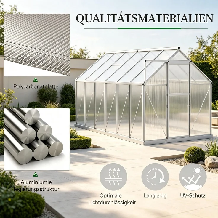 Wohnora-Praktisches Pflanzhaus,Stabiles Garten-Gewächshaus,Walk-in Gewächshaus,H 199cm x T 190cm x B 375cm,Silber, Transparent – Bild 2