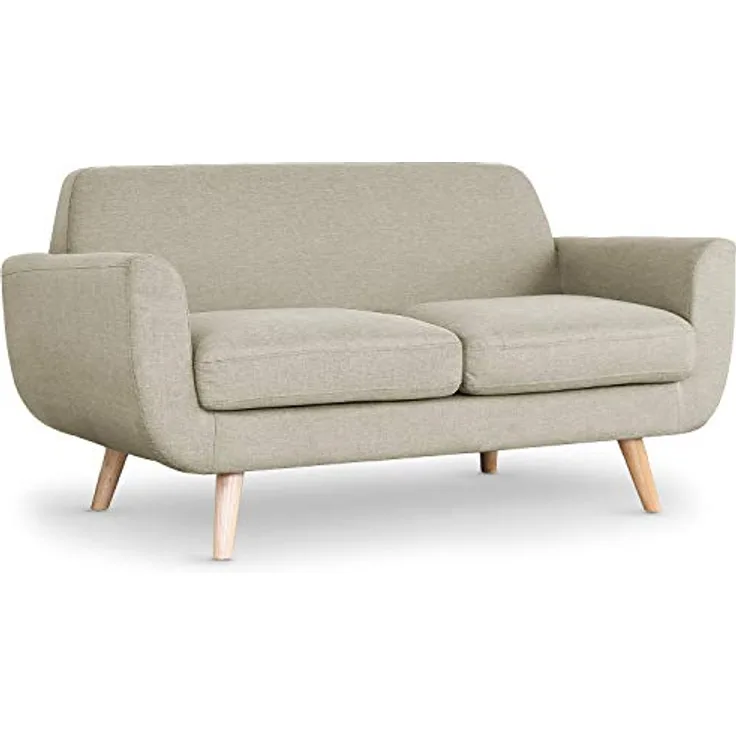 Menzzo Danube Skandinavisches 2-Sitzer Sofa mit Stoffbezug Beige